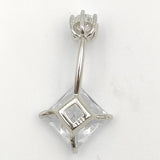 925 Silver Belly Button Ring CZ Navel Barbell Stud Body Piercing