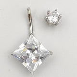 925 Silver Belly Button Ring CZ Navel Barbell Stud Body Piercing