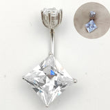 925 Silver Belly Button Ring CZ Navel Barbell Stud Body Piercing