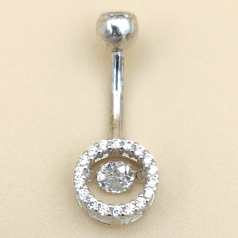 925 Silver Belly Button Ring 14G Navel Piercing Jewelry for Women