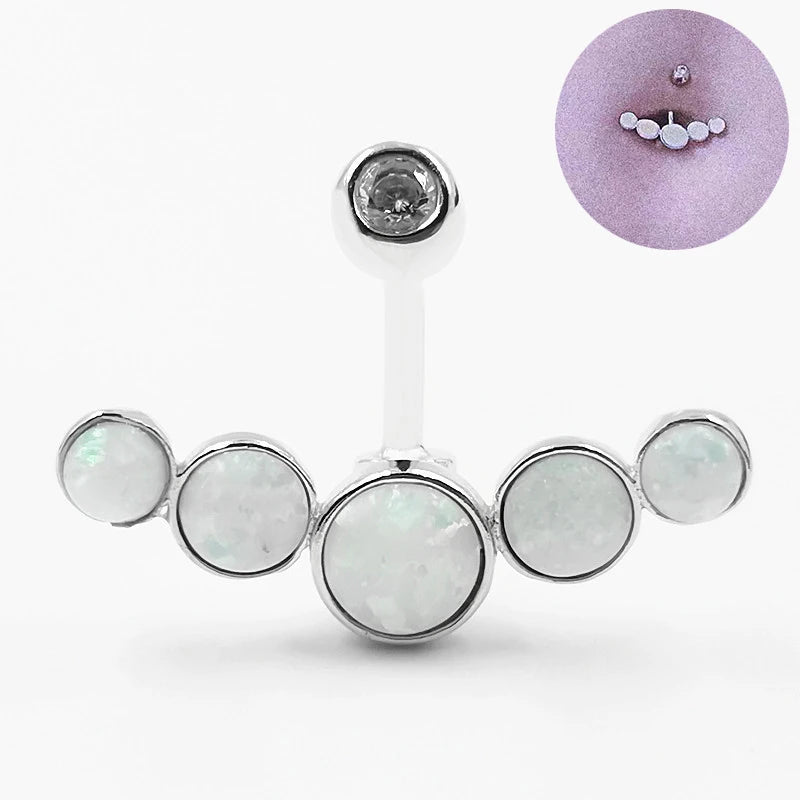 925 Silver Opal Belly Button Ring Navel Piercing Jewellery