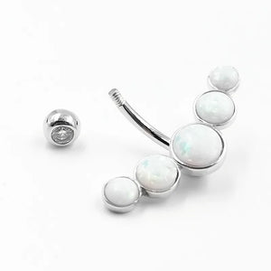 925 Silver Opal Belly Button Ring Navel Piercing Jewellery