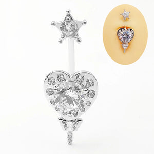 925 Silver Star CZ Navel Piercing Belly Button Ring Body Jewelry