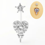 925 Silver Star CZ Navel Piercing Belly Button Ring Body Jewelry