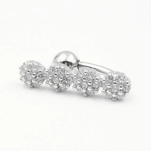 925 Silver CZ Navel Ring 14G Belly Piercing