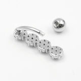 925 Silver CZ Navel Ring 14G Belly Piercing