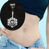 925 Silver Belly Button Ring Zircon Snowflake Navel Piercing Women Jewelry
