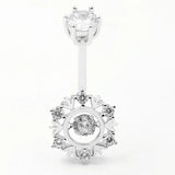 925 Silver Belly Button Ring Zircon Snowflake Navel Piercing Women Jewelry