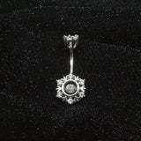 925 Silver Belly Button Ring Zircon Snowflake Navel Piercing Women Jewelry