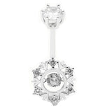 925 Silver Belly Button Ring Zircon Snowflake Navel Piercing Women Jewelry