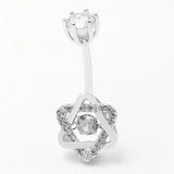 925 Silver Belly Button Rings 14G CZ Body Jewelry Curved Barbells Navel Rings