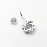 925 Silver Belly Button Rings 14G CZ Body Jewelry Curved Barbells Navel Rings