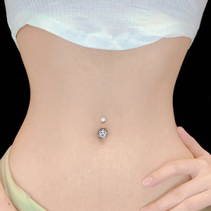 925 Silver Belly Button Ring Crown CZ Navel Barbell Sexy Body Piercing