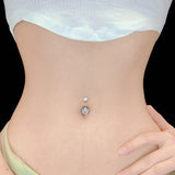 925 Silver Belly Button Ring Crown CZ Navel Barbell Sexy Body Piercing