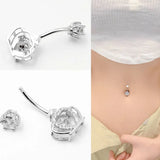 925 Silver Belly Button Ring Crown CZ Navel Barbell Sexy Body Piercing