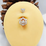 925 Silver Snowflake CZ Navel Barbell Ring Body Jewelry