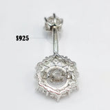 925 Silver Snowflake CZ Navel Barbell Ring Body Jewelry