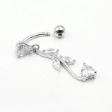 925 Silver CZ Navel Piercing Jewelry For Women