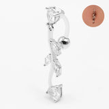925 Silver CZ Navel Piercing Jewelry For Women