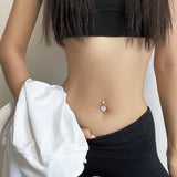 925 Silver Navel Ring Love Heart Zircon Body Jewelry