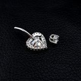 925 Silver Navel Ring Love Heart Zircon Body Jewelry