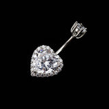 925 Silver Navel Ring Love Heart Zircon Body Jewelry