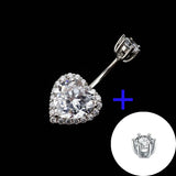925 Silver Navel Ring Love Heart Zircon Body Jewelry