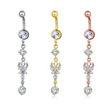 925 Silver Belly Ring Cubic Diamond Navel Piercing Body Jewelry