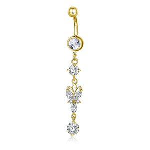 925 Silver Belly Ring Cubic Diamond Navel Piercing Body Jewelry