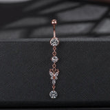 925 Silver Belly Ring Cubic Diamond Navel Piercing Body Jewelry