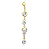 925 Silver Belly Ring Cubic Diamond Navel Piercing Body Jewelry
