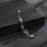 925 Silver Belly Ring Cubic Diamond Navel Piercing Body Jewelry