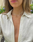 925 Silver CZ Tassel Choker Necklace Summer