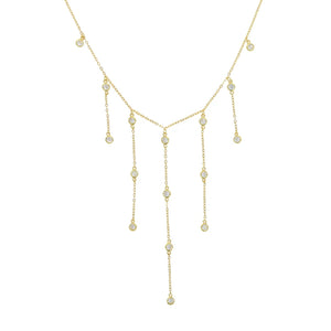 925 Silver CZ Tassel Choker Necklace Summer