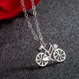 925 Sterling Silver Bicycle Necklace Creative Bicycle Pendant