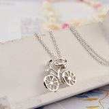 925 Sterling Silver Bicycle Necklace Creative Bicycle Pendant