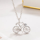 925 Sterling Silver Bicycle Necklace Creative Bicycle Pendant