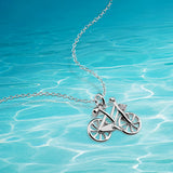 925 Sterling Silver Bicycle Necklace Creative Bicycle Pendant