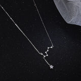 925 Silver Big Dipper Necklace with Flash Diamond Tassel Clavicle Chain