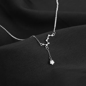 925 Silver Big Dipper Necklace with Flash Diamond Tassel Clavicle Chain