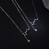925 Silver Big Dipper Necklace with Flash Diamond Tassel Clavicle Chain