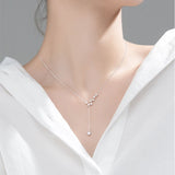 925 Silver Big Dipper Necklace with Flash Diamond Tassel Clavicle Chain
