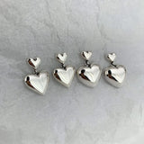 925 Silver Big Heart Drop Earrings Women Girls Retro Silver 925 Jewelry