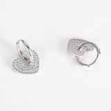 925 Silver Heart Drop Earring Crystal Pave Clips Gift