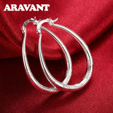 925 Silver Big Hoop Earrings For Women Fine Jewelry