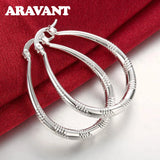 925 Silver Big Hoop Earrings For Women Fine Jewelry