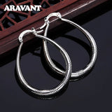 925 Silver Big Hoop Earrings For Women Fine Jewelry