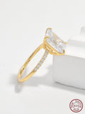 925 Silver Rectangle Zircon Ring for Women