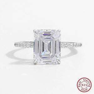 925 Silver Rectangle Zircon Ring for Women