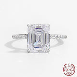 925 Silver Rectangle Zircon Ring for Women